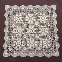 RuibeAuty Vintage Square Stolcloth Doily Pamučna čipka Crochet cvjetni stolni krpa