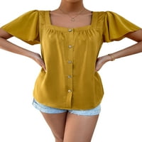 Hait ženski kratki rukav ruširani majica labavih ruffle majica za odmor niz čvrstu bluzu