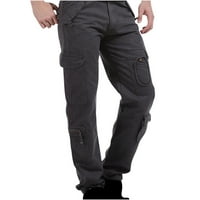 TOQOT MENS radne hlače - Ležerne sa džepovima opuštene fit teretne hlače za muškarce sive veličine l