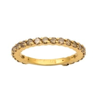 Okrugli oblici Champagne Diamond Sterling Srebrna žuta pobrijana polovina vječnih ženskih prstena