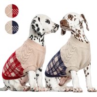 Kuoser pasa mačji džemper, toplo štenad pleteni pleteni džemper sa uzorkama od pletenja, meka pamučna košulja za psećom kapuljače za majicu za male i srednje pse, crvena i plava