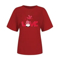Valentinene majice za žene grafičke tee smiješni patuljak Print sa kratkim rukavima Crew Red S