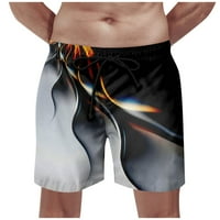 Cuoff Hotks Summer Muškarci Ležerne prilike 3D Digitalno slovo Ispiši ravne pantalone na plaži Black S Poliester