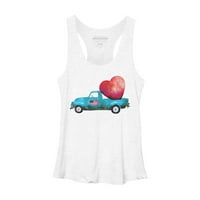 Vintage kamion Srce Valentines Dan Žene ljubičasti Heather Grafički trkački trkački tenk - Dizajn od