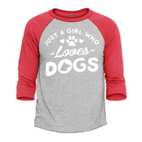Trgovina4 god muškarci samo djevojka koja voli pse za bejzbol košulje od raglanskog srednjeg heather