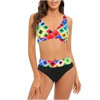 Kupaći kostim za žene šarene plus size kupaći kostim Križni zamah kupaćim kostim špagetama bikini visokog