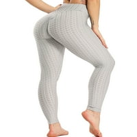 Ženski visoko struk joga gamaše trbuh kontrole guzice za podizanje teksturirane vježbe trčanje hlače