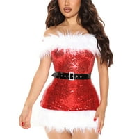 Ženska božićna kostim haljina od krzna obloge Santa ELF mini haljina Xmas Holiday Party Cosplay outfit sexy partywear