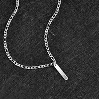 Personalizovano Prilagođeno naziv poruke Bar ogrlica za muškarce, srebro