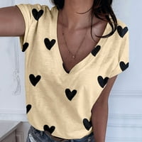 Žene V-izrez srca tiskane kratkih rukava s majicama SOFT casual smiješne majice za žene Ležerne prilike za preveliku majicu