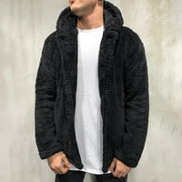 Muška jesenska zima Solidna kardigan casual bluza Fleece vrhovi kaput crni 10