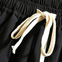 Lopecy-Sta Men Casual Button pulover Lan postolje ovratnik kratkih rukava Majica Elastične kratke hlače