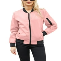 Abtel Dame Bomber Jakna s dugih rukava Otišana odjeća Regularne fit jakne za bejzbol biciklistički kaput ružičasti l