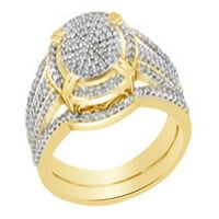 Bijeli prirodni dijamantski halo prsten u čvrstom zlatu