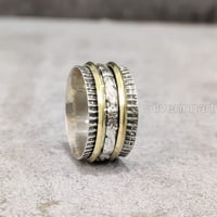 Spinner trake, prsten za meditaciju, srebrni prsten, predenje prsten, dva tona zvona, fidget prsten, ručno rađeni nakit, božićni oksidirani, womans prsten, prsten za anksioznost, ljutnje za anksioznost, čarobnjački prsten