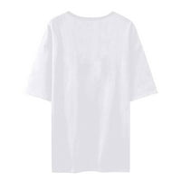 Leylayray Ženske vrhove Ženska modna casual labava tiskana okrugla vrat majica kratkih rukava Top Bijeli XL