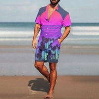 Muška ležerna gumba niz havajska majica kratkih rukava odijela odijela na plaži cvjetni ispis odijelo za odmor