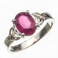 Sterling srebrni prirodni certifikat 3. Carat Ruby Gemstone ručno rađeni prsten
