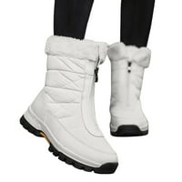 SNGXGN ženske vodootporne čizme vodootporne protiv klizanja čizme ravne potpetice Zima plus pamučne žene, bijele boje, veličina 38
