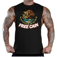 Muški besplatni Cain Mexico brtvi F Crna duboka rezana majica Cisterna za majicu Veliki