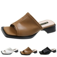 Žene Sandale Ljeto Novi uzorak Modna čvrsta boja retro kvadratni nožni otvor Stoe Comfort Square Heel