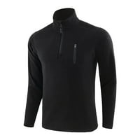 Njshnmn Muške sportske košulje Slim Fit Soft Wearweight ugrađeni pulover, crni, XL