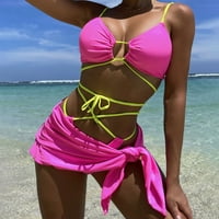 Ženski bikini kupaći kostimitske odjeće za djevojčice Cross Twist udubljeni prednji kupaći kostimi TOP-ov strappppy čvor kupaći kostim od pune boje odjeće za plažu s popustom vruće ružičaste s