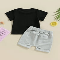 Binweede Baby Boys set, kratki rukav pisma za ispis majica sa elastičnim šarkama za struk ljetni odjeću