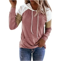 Ženski odobrenje ispod $ ženske patchwork dukseve majica dugih rukava ležerna dukserica top bluza ružičasta