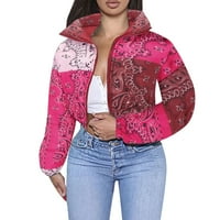 Super topla zimska jakna Ženska modna kratkotrajna ovratnica tiskana odjeća od pamučne jakne od pamučne