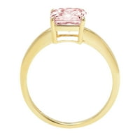 2. CT sjajan momak izrezan simulirani ružičasti dijamant 14k žuti zlatni pasijans prsten sz 4.5