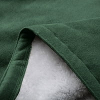 Kaput Ženska ležerna modna labava solidna kapa plus džepna jakna o ovratniku Fleece Zima zeleni s ženskim