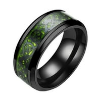Bacc pribor Zmaj od nehrđajućeg prstena čelični zmaj titanijum čelični prsten Zlatni sa srebrnim prstenovima Prsteni zeleno 7