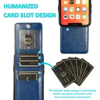 iPhone PRO MA novčanik s držačem kartice, mantto PU kožnim udarcem Pocket Card Slots ShockPro Maxof telefon stražnji poklopac za Apple iPhone Pro - tamno plava