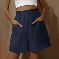 Ženska modna casual labava kratke hlače Elastični struk Ljetni džepovi Čvrsti posteljine hlače
