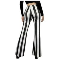 Wendunide ženske hlače Žene Bell Bots Blarne pantalone Visoki struk vertikalne pruge duge hlače crne m