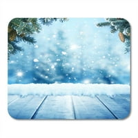 Plava zima Božićne drvene daskene snijega SNOW Light Wood Landscape Mousepad jastučić za miš miš miš