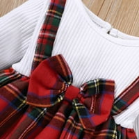 ROVGA Girls Outfit Set Child Deching Lettice Onts Prints Bowight Tops suknje za odbacivanje pantalona za 9-mjeseci