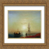 Ivan Aivazovsky Matted Gold Ornate uramljena umjetnost Ispis 'Zalazak sunca na moru'