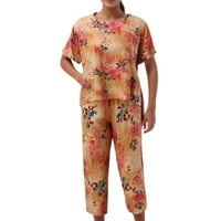 Žene Ljeto Proljeće Labavi kratki rukav Ležerne prilike, Ležerne prilike velike veličine Cvjetni pidžami