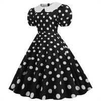 Ženske padajuće modne tačke Ispis kratkih rukava 1950-ih Domaćica Večernja party maturalne haljine za