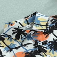 Qinghua Toddler Baby Boy Hawaian Outfit Coconut Print Kratki rukav Dugme dolje Majica Top kratke hlače Summer Beach Odjeća narandžasto drvo 12-mjeseci