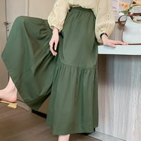 Kapris visokog struka za žene čvrste elastične struke Štetne hlače sa širokim širinim nogama, visoka struka povremena pantnu suknju plus veličina Žene Capris ženka Capris stil q zelena