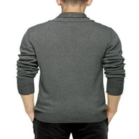 Matchstick Muški ovratnik V-izreznog kraljevskog gumba Kardigan pamučni pleteni džemper sa džepovima
