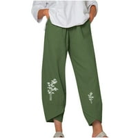 Teretne pantalone za žensko čišćenje ispod 20 dolara, ležerni pamučni posteljina džepa tiskane hlače