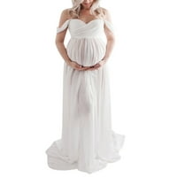 Kiplyki materinstvo plus veličina osnovne haljine s ramena Trudnice Fotografija ruffled sestrinc duge