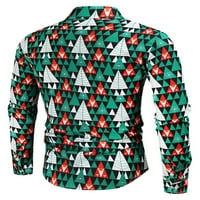 Glonme Snowflake tiskani Xmas bluza za muškarce Soft Festival vrhovi Slim Fit s dugim rukavima božićne majice svijetlo zeleno m