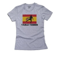 Španija - Olimpijski - stolni tenis - zastava - Silueta ženska pamučna siva majica