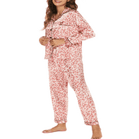 Svilena pidžama set za žene salon dugih rukava Set dvodijelnog satenskog odjeća za spavanje