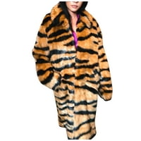 Ženska kaput umjetne vune toplo dugi rukav Leopard Print Jakna s dugim rukavima kaput od kaputa